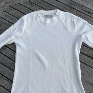 Everlane Men's Waffle-Knit Long-Sleeve T-shirt, 100% Cotton, Cream/Off-white, XS